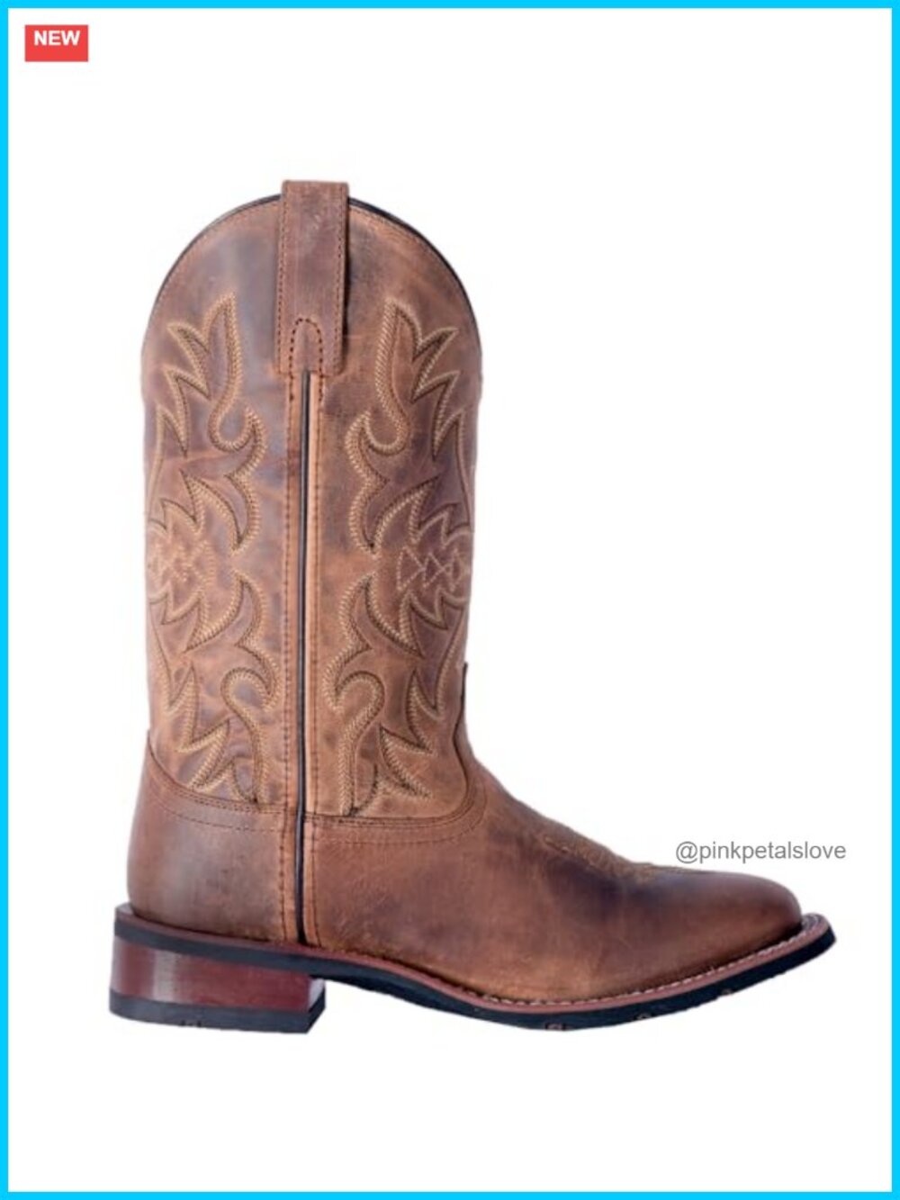 Laredo Anita Embroidered Square Toe Mid Calf Western Boots Low Heel
